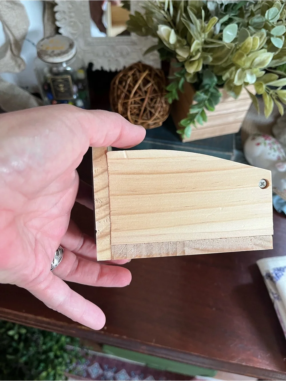 Magnetic Wooden Shelf  with Red Star Accent